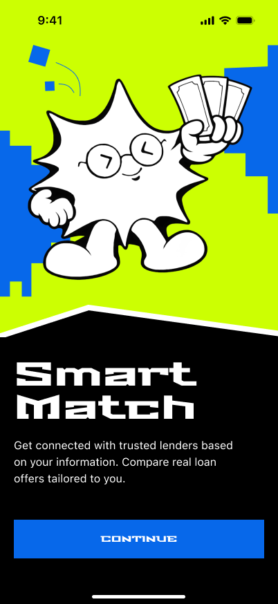 Onboarding: Easy Steps screen